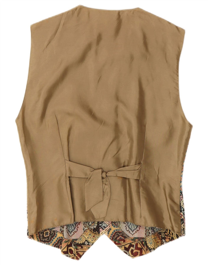 Vestă VINTAGE pentru femei UK 12 Medium Beige Paisley Poliester