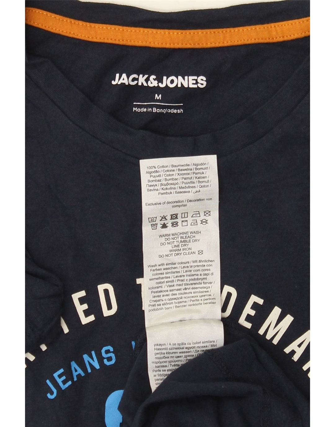 Tricou grafic Jack & Jones pentru bărbați Top mediu din bumbac bleumarin