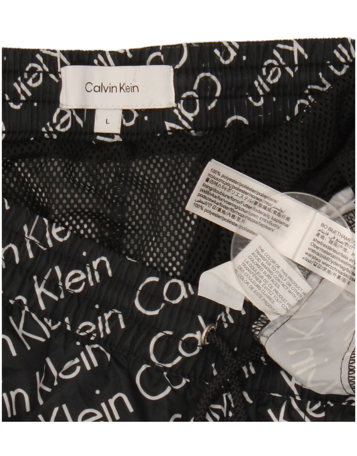 Pantaloni scurți de înot grafic Calvin Klein pentru bărbați, mari, negru, poliester