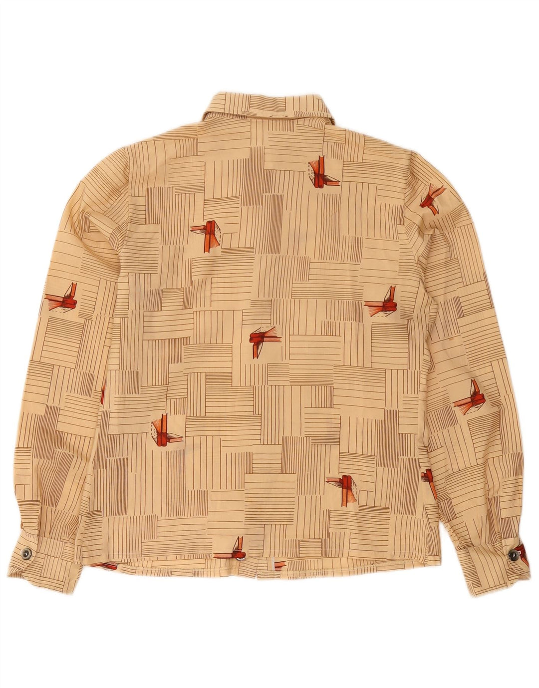 Cămașă Vintage pentru femei UK 12 Medium Bej Geometric