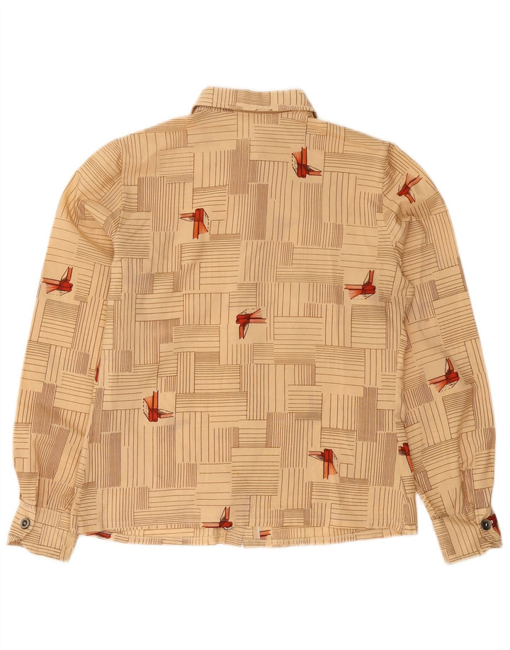 Cămașă Vintage pentru femei UK 12 Medium Bej Geometric