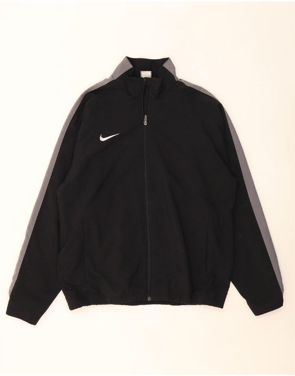 NIKE Mens Tracksuit Top Jacket UK 38/40 Medium Black Colourblock Polyester