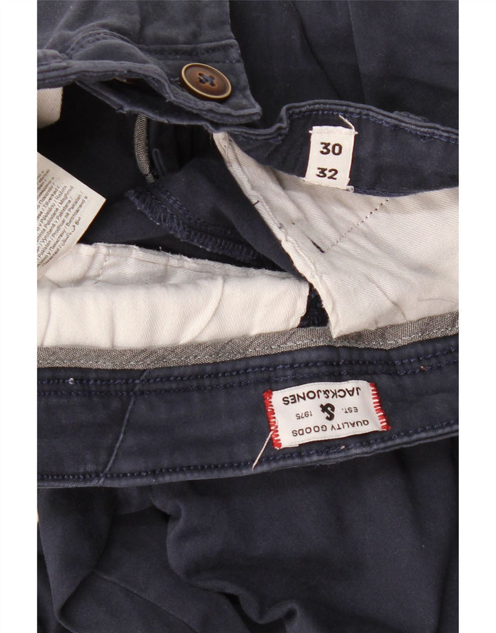 Pantaloni chino slim pentru bărbați JACK & JONES L30 L32 bumbac bleumarin