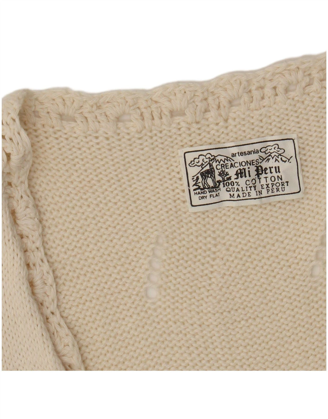 ARTESANIA Pulover cardigan fără mâneci pentru femei UK 12, bumbac alb mediu mediu