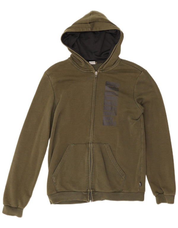 Pulover Puma Graphic Zip Hoodie pentru băieți 15-16 ani, bumbac kaki
