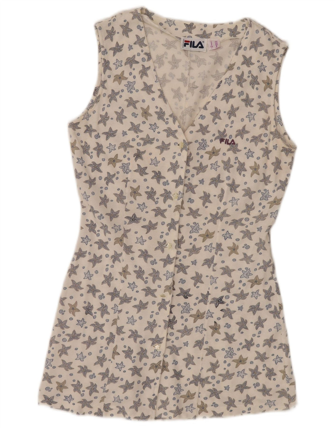 Rochie cămașă fără mâneci pentru femei FILA IT 44 Bumbac Floral Alb Mediu