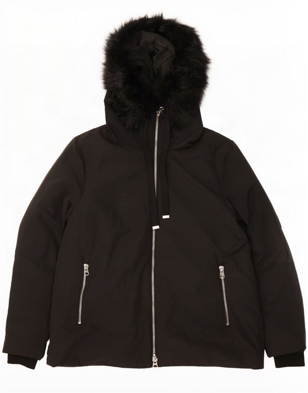 Jachetă căptușită cu glugă pentru femei Zara UK 18 XL Negru