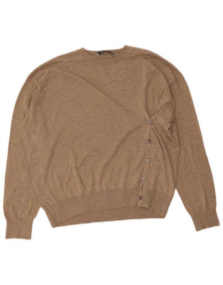 Pulover pentru damă Zara, cu gât turnut, UK 14, poliester mediu bej