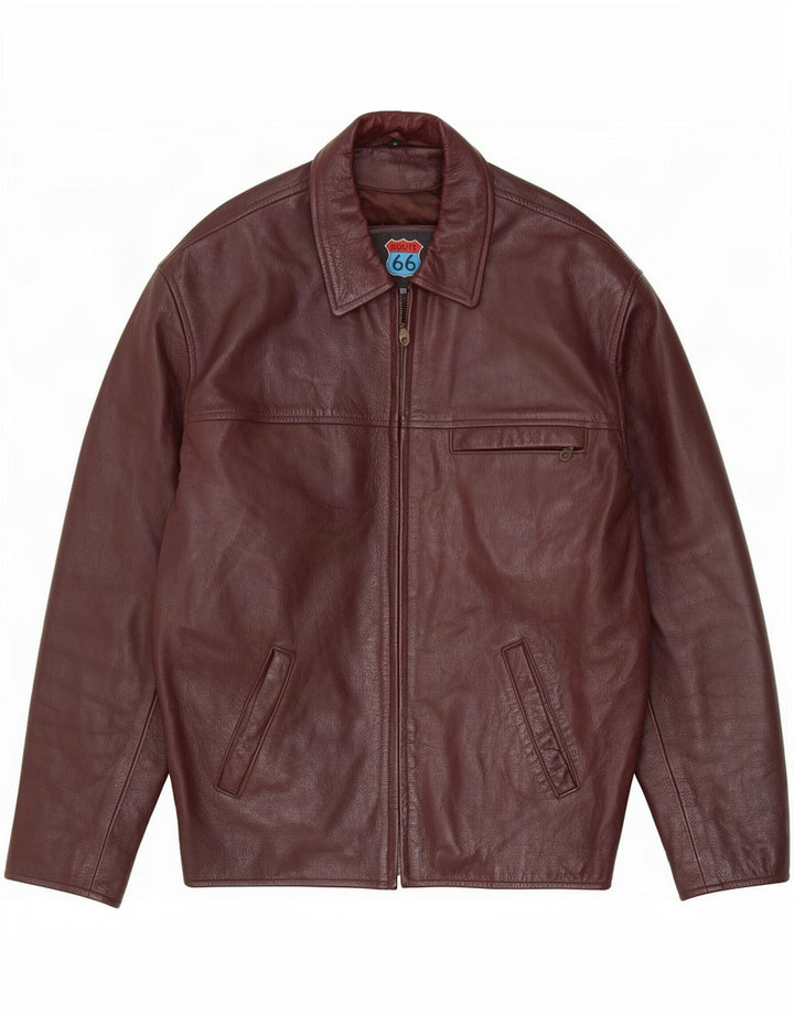 Jachetă de piele pentru bărbați Route 66 UK 40 Large Burgundy