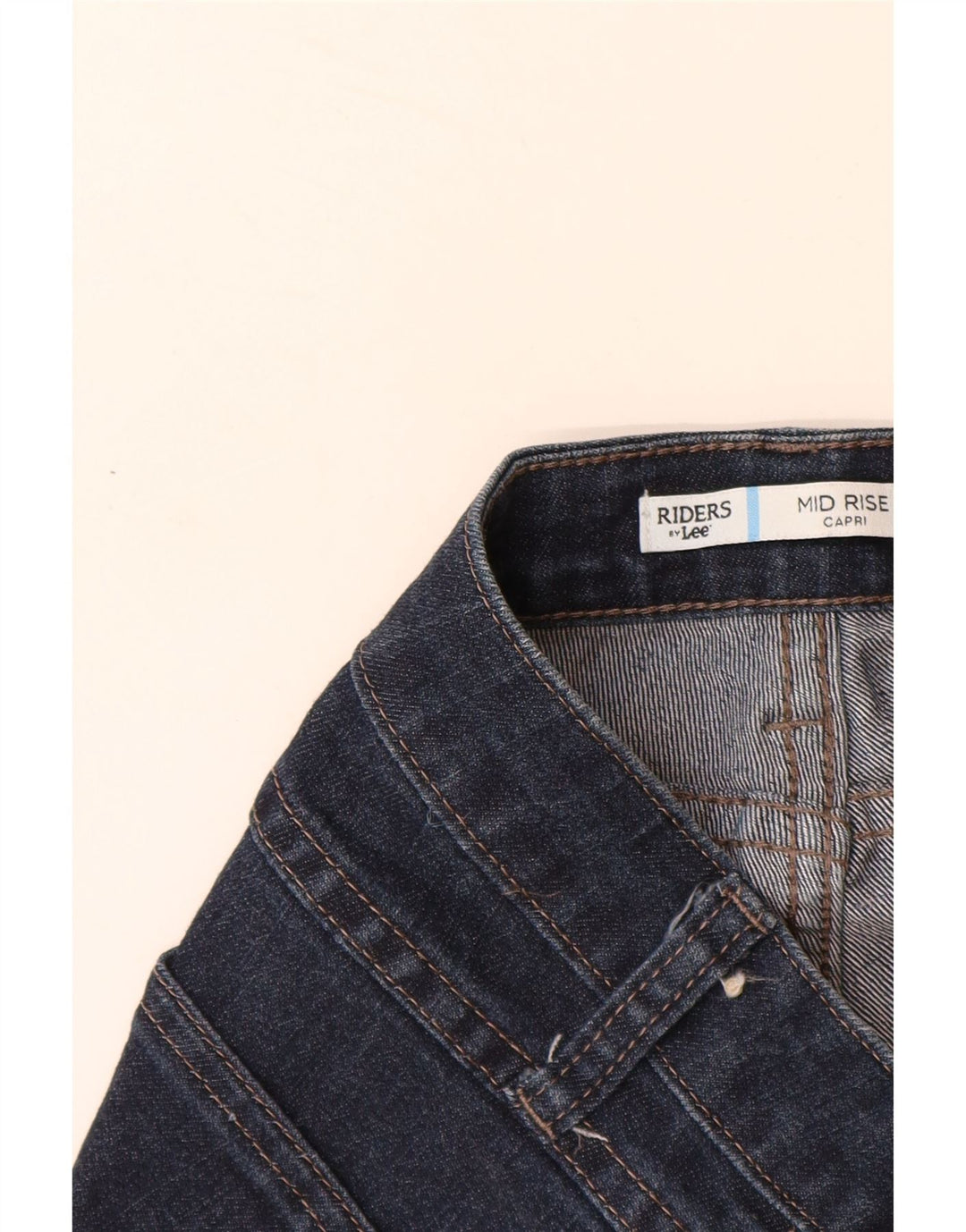 Blugi Capri Riders LEE pentru femei cu talie medie US 14 mare W34 L19 bleumarin