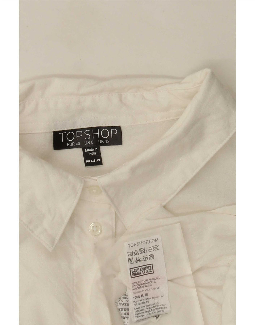 Bluză cămașă supradimensionată pentru femei Topshop UK 12 Medium White Floral