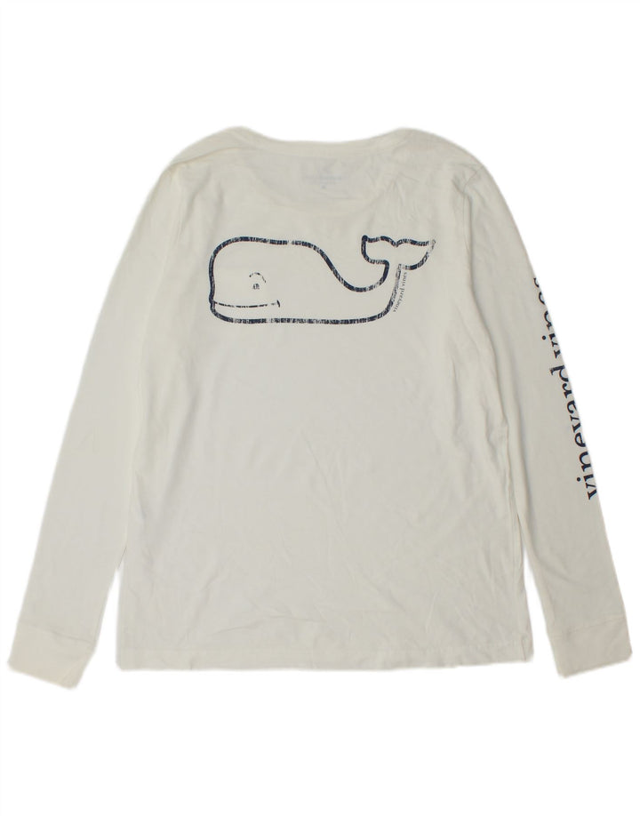 VINEYARD VINES Top grafic pentru bărbați cu mânecă lungă din bumbac alb mediu