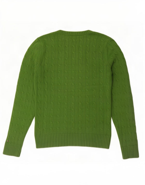 Pulover cu decolteu în V Tommy Hilfiger pentru femei UK 16, bumbac verde mare