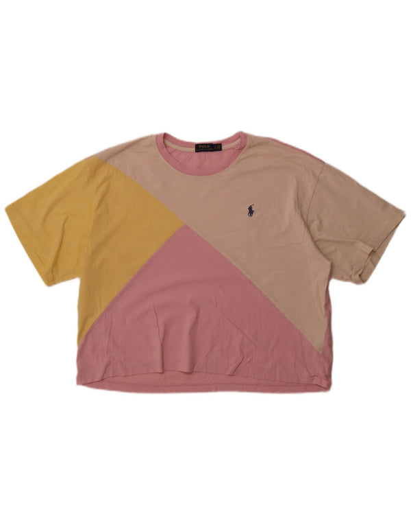 Tricou Polo Ralph Lauren pentru femei, UK 18 XL, bumbac color bloc, roz