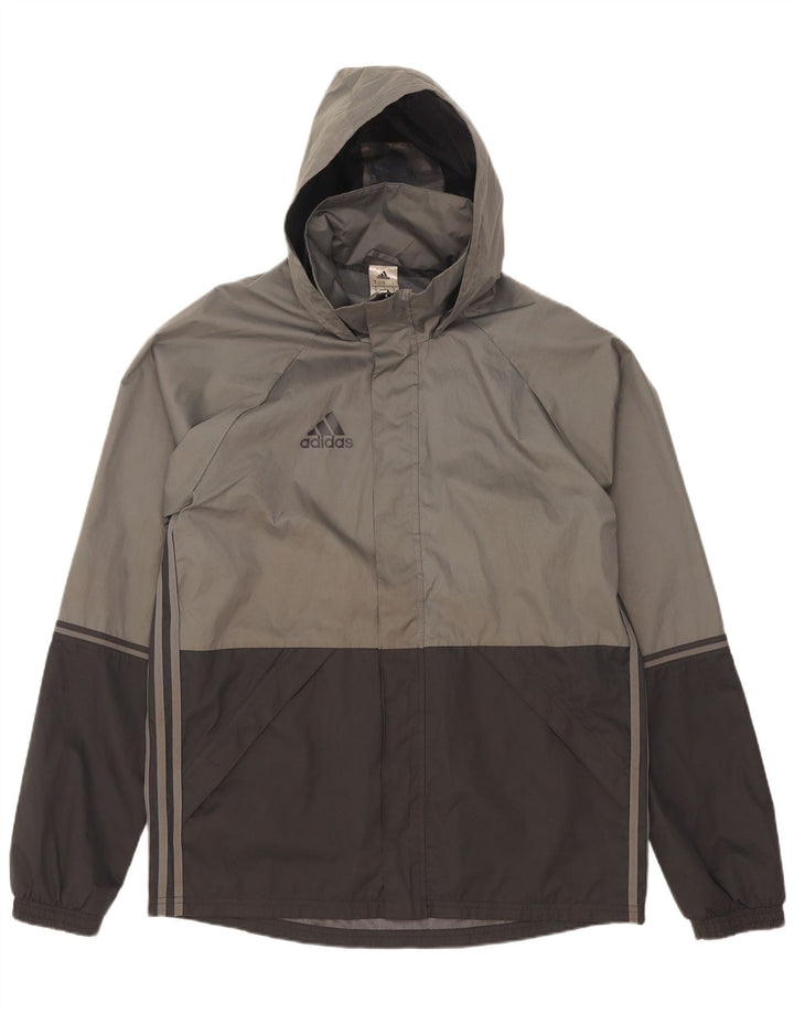 Jachetă de ploaie cu glugă pentru bărbați Adidas UK 38 Gri mediu Poliester color bloc