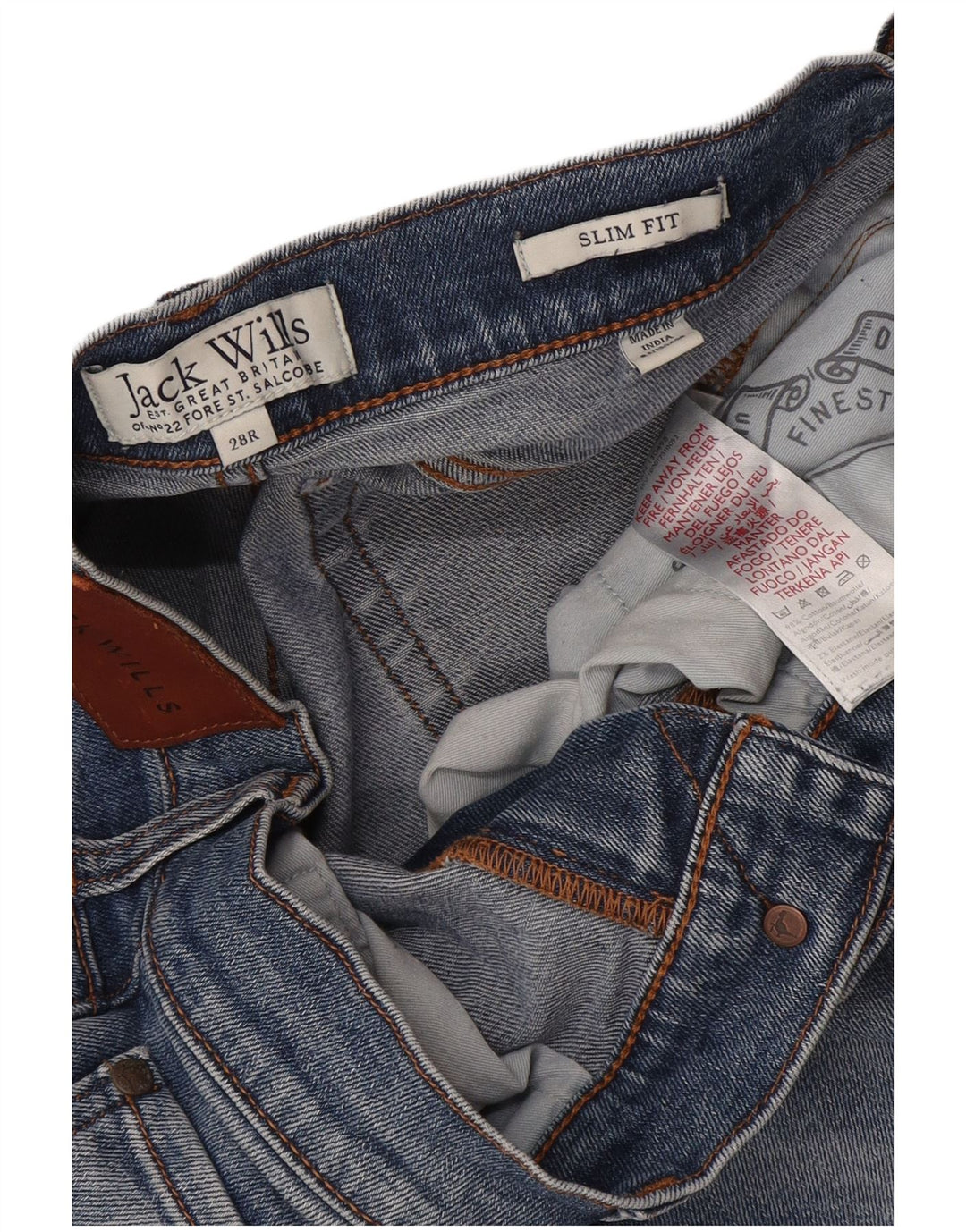 Blugi slim pentru bărbați Jack Wills W28 L30 bumbac albastru