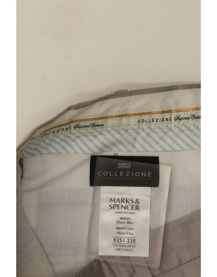 MARKS & SPENCER Pantaloni de costum pentru bărbați, L36 L31, gri bumbac