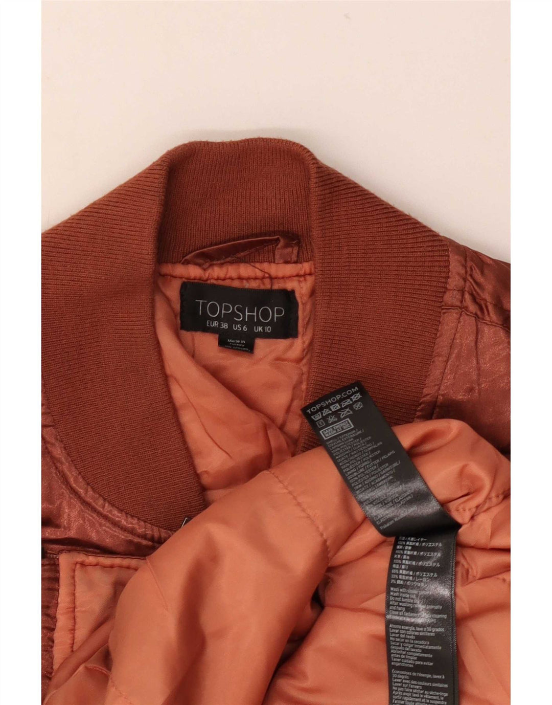 Jachetă bomber supradimensionată pentru femei Topshop UK 10 Poliester maro mic