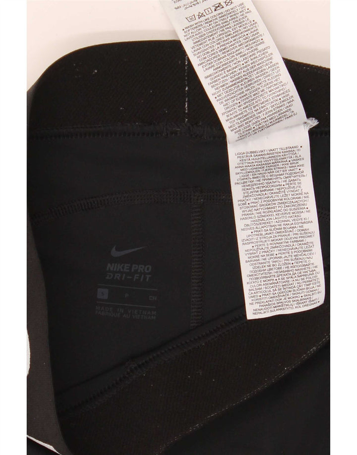 Pantaloni scurți sport Nike Dri Fit Graphic pentru femei UK 8 Small Negru Poliester
