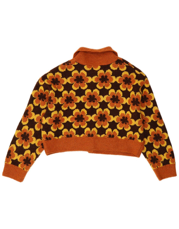 Pulover cardigan supradimensionat pentru femei Zara UK 10 Mic Portocaliu Floral