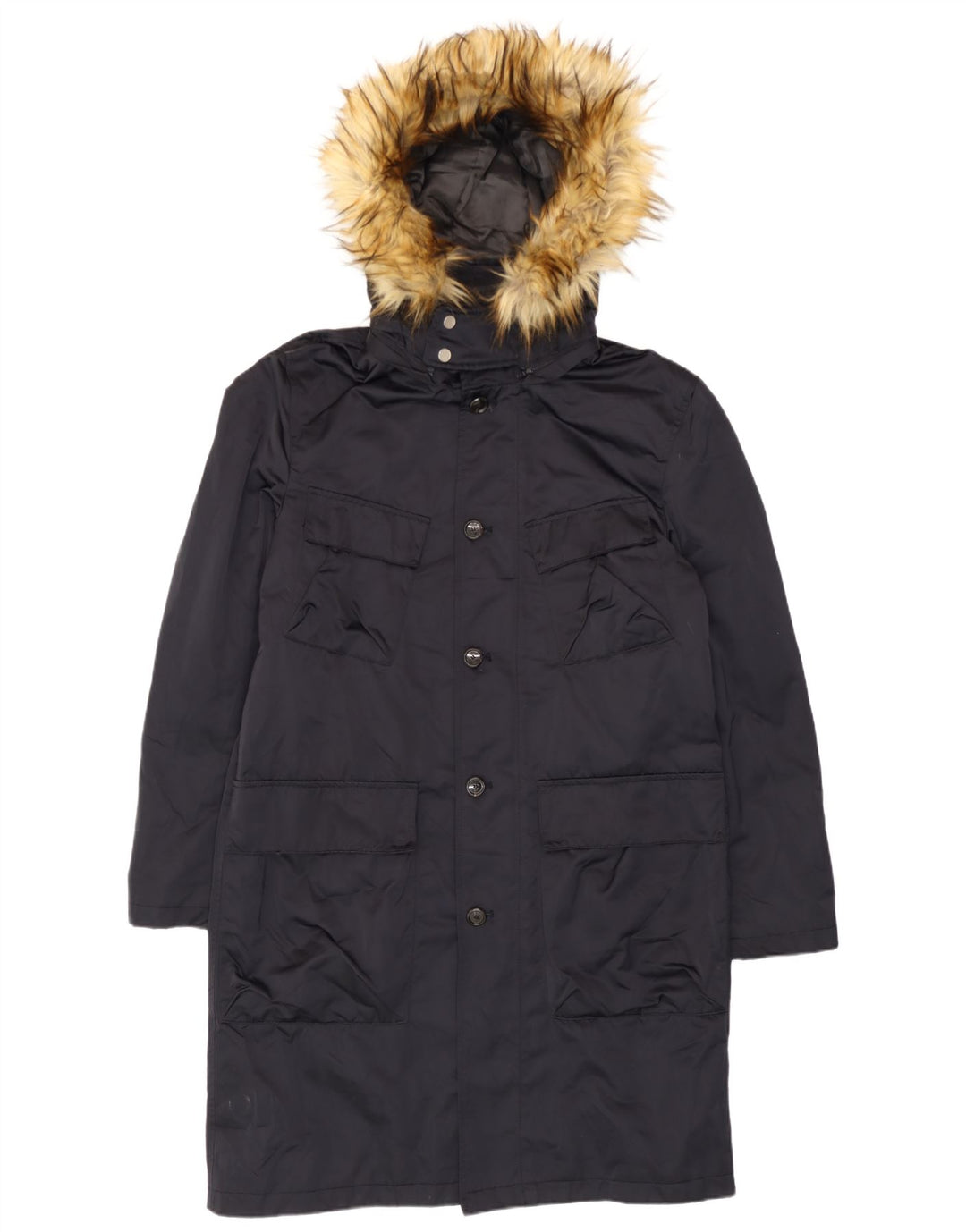 Jachetă parka cu glugă pentru bărbați Zara UK 40 Poliester negru mare