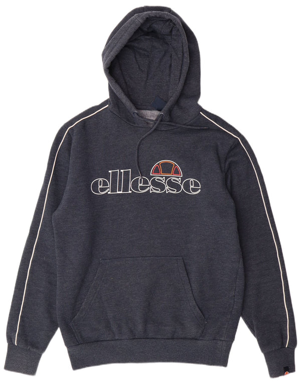 Pulover cu glugă cu grafic ELLESSE pentru femei UK 16 mare bumbac bleumarin