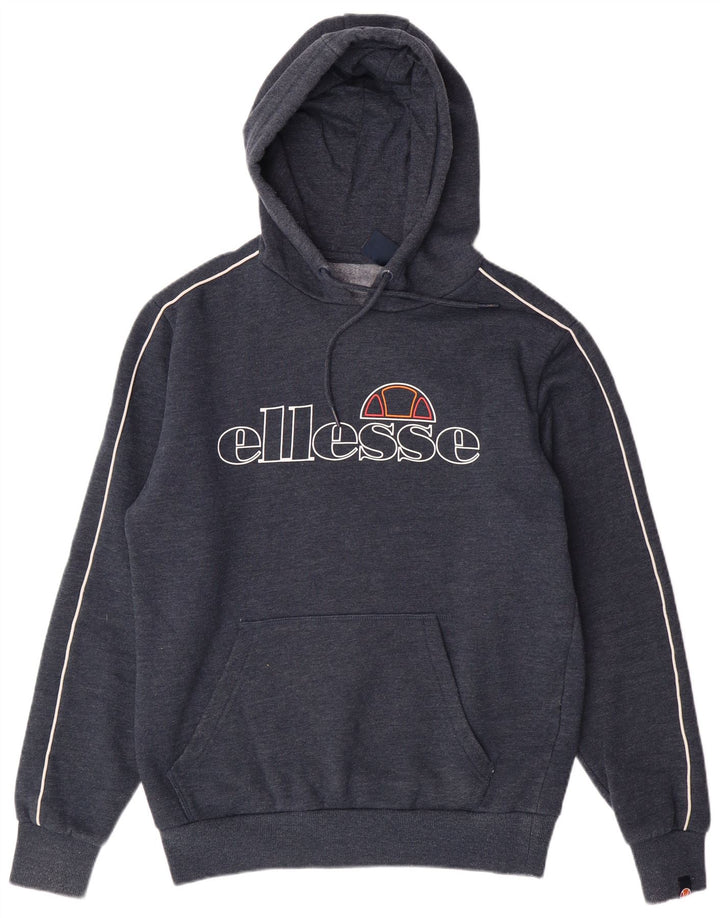 Pulover cu glugă cu grafic ELLESSE pentru femei UK 16 mare bumbac bleumarin