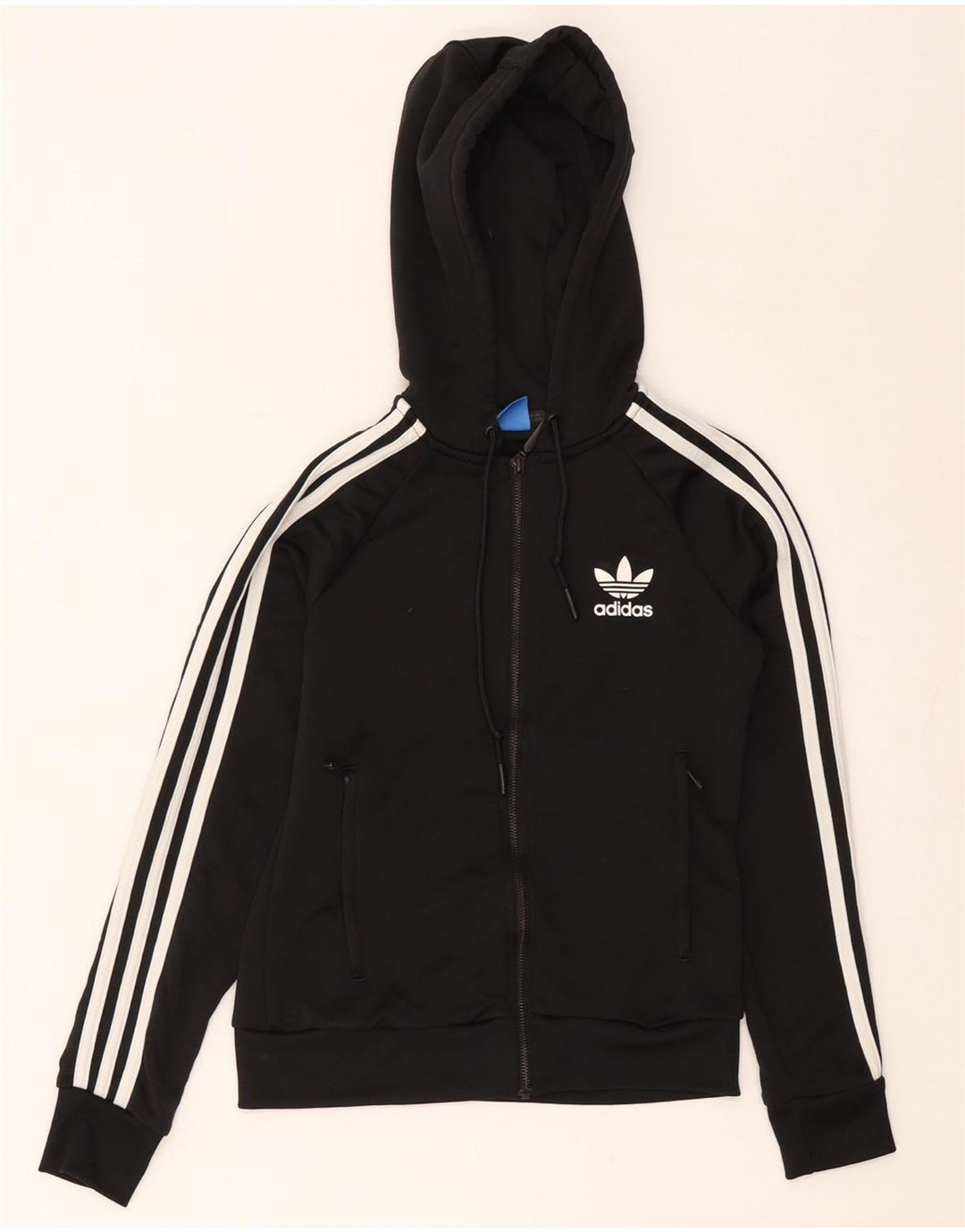 Pulover Adidas pentru femei, cu fermoar, UK 8, poliester negru mic