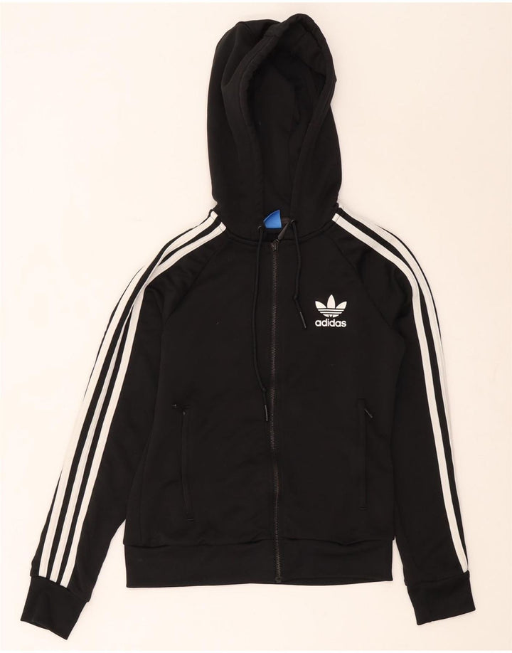 Pulover Adidas pentru femei, cu fermoar, UK 8, poliester negru mic