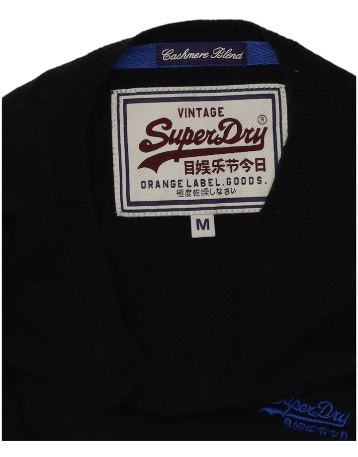 Pulover pentru bărbați Superdry cu gât de barcă, cașmir mediu negru