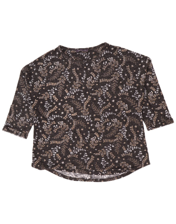 Marks & Spencer Top pentru femei cu mâneci 3/4 UK 16, mare, negru, poliester floral