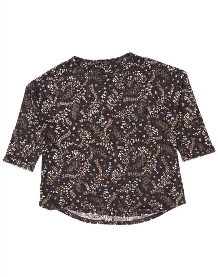 Marks & Spencer Top pentru femei cu mâneci 3/4 UK 16, mare, negru, poliester floral