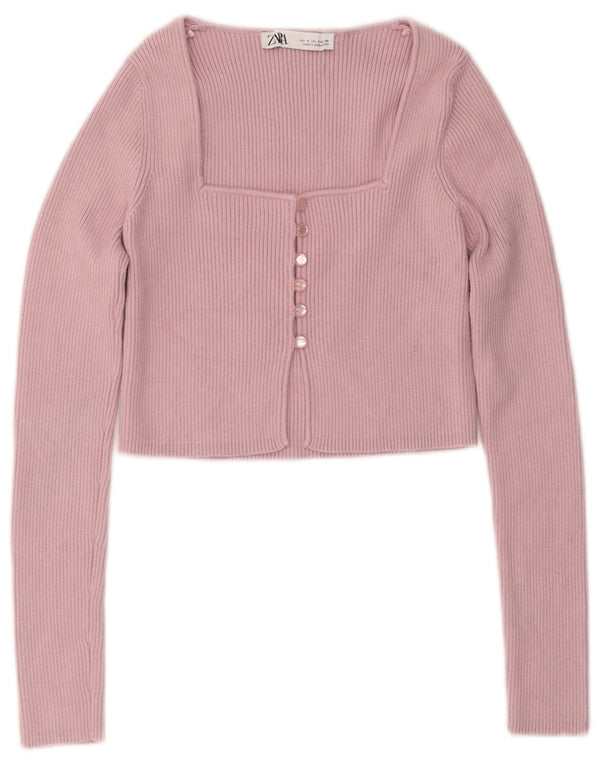 Top cardigan pentru femei Zara UK 8 mic, roz, nailon