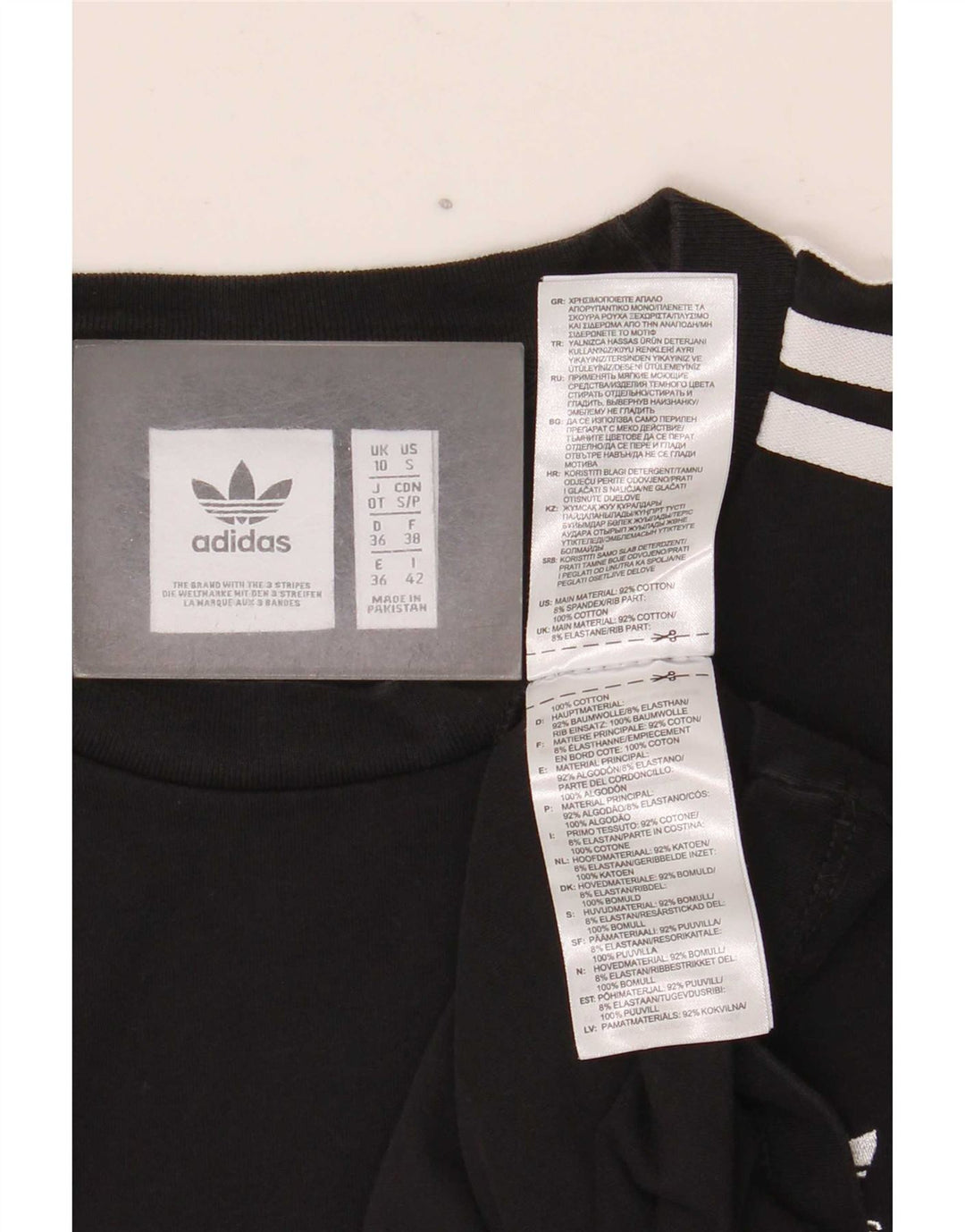 Top pentru femei Adidas cu mânecă lungă UK 10 mic, negru, bumbac