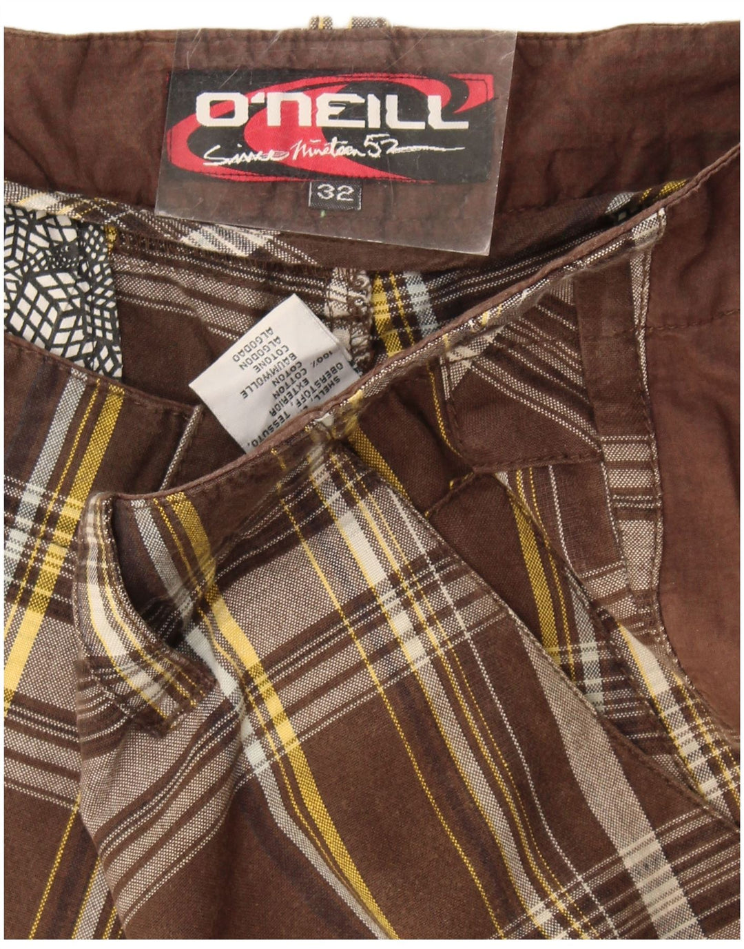 Pantaloni scurți chino pentru bărbați O'Neill W32, bumbac carouri maro mediu