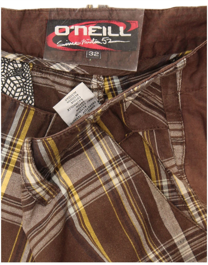 Pantaloni scurți chino pentru bărbați O'Neill W32, bumbac carouri maro mediu