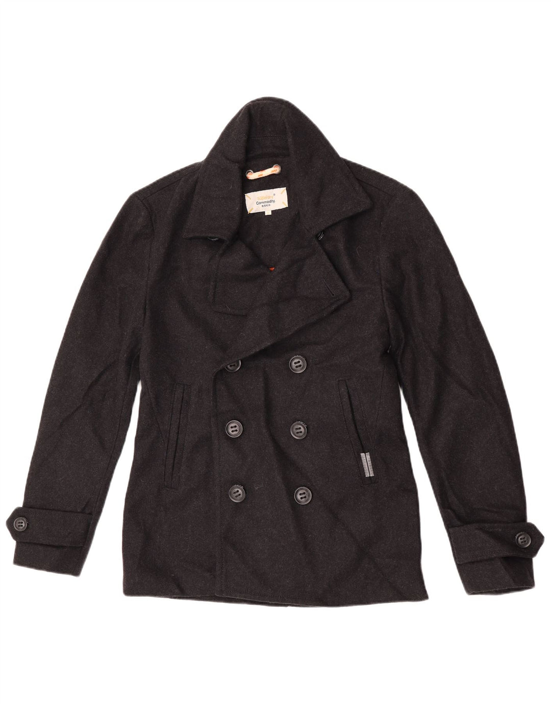 Palton de măzăre pentru bărbați Superdry UK 38, lână neagră medie