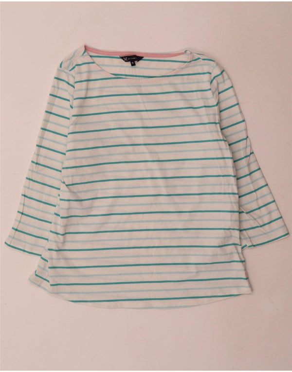 Crew Clothing Top femei 3/4 mâneci UK 16 mare bumbac cu dungi albe