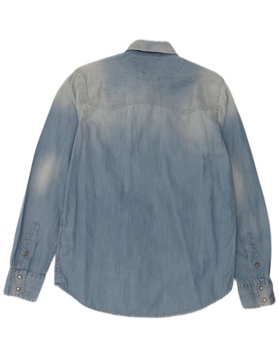Cămașă Marlboro Classics pentru bărbați Acid Wash Slim Fit din denim, bumbac albastru mediu