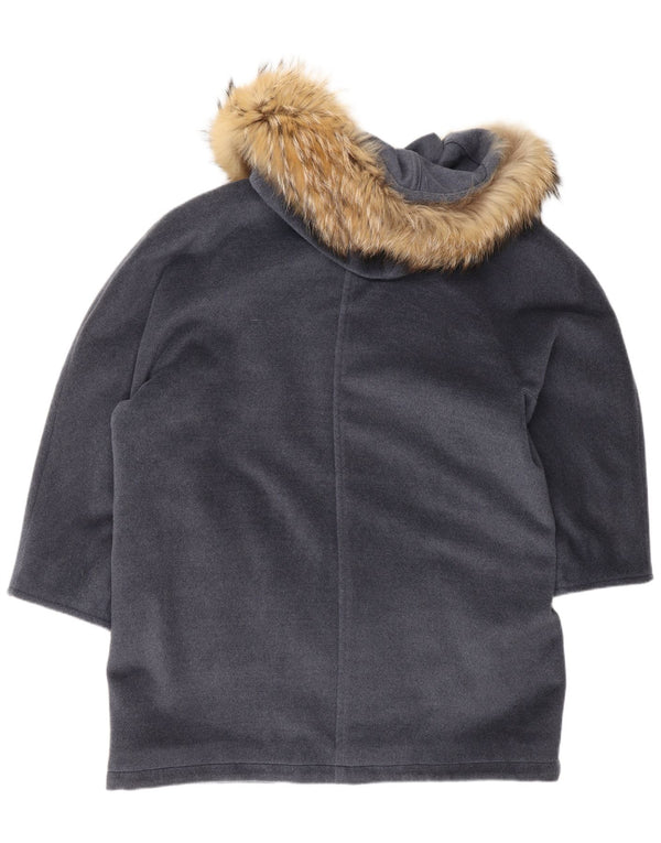 Jachetă parka supradimensionată cu glugă pentru femei Max Mara UK 12 Lână virgină gri mediu