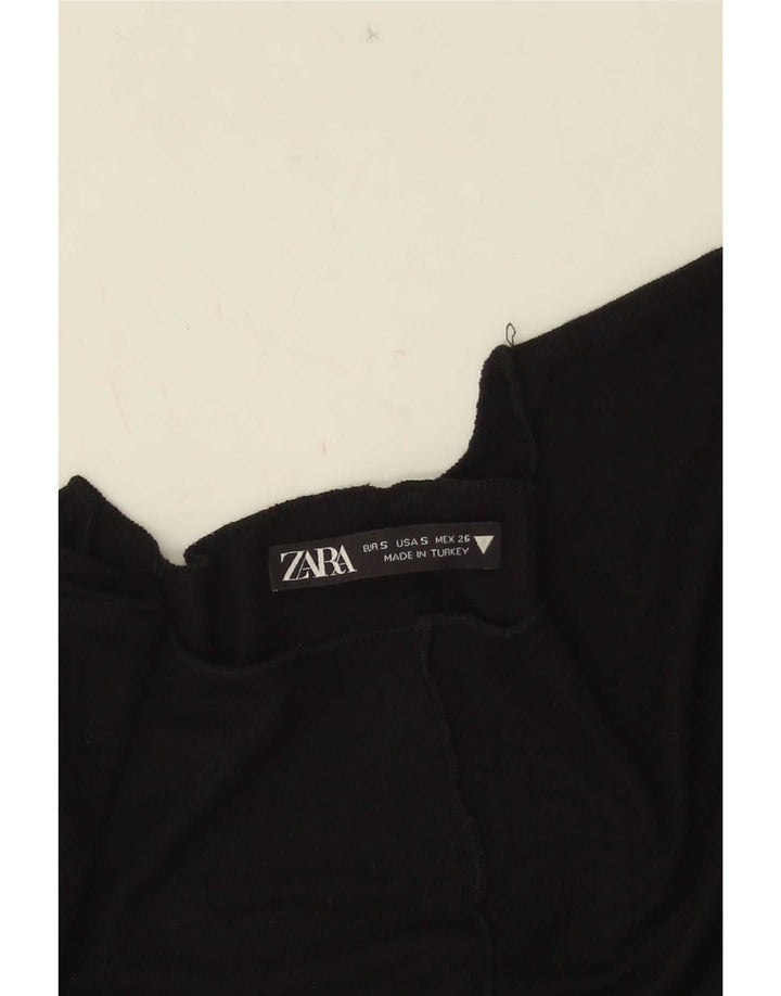 Crop Top pentru femei Zara cu mânecă lungă UK 8 Mic Negru