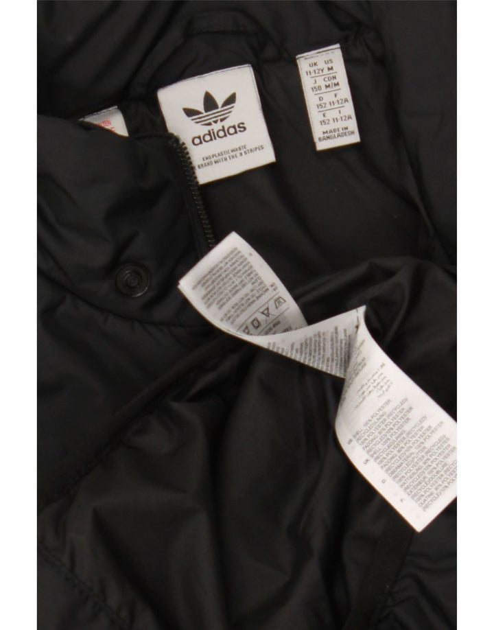 ADIDAS Boys Padded Jacket 11-12 Years Black Polyester