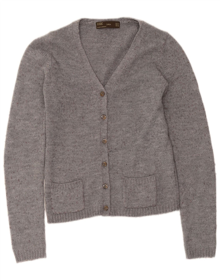 Pulover cardigan pentru femei Zara UK 12, gri mediu cu pete acrilice