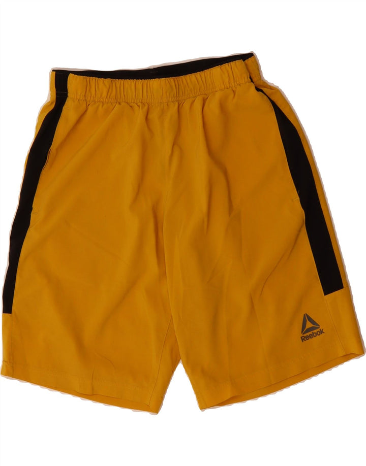 REEBOK Mens Sport Shorts Medium  Yellow Colourblock Polyester Vintage Reebok and Second-Hand Reebok from Messina Hembry 