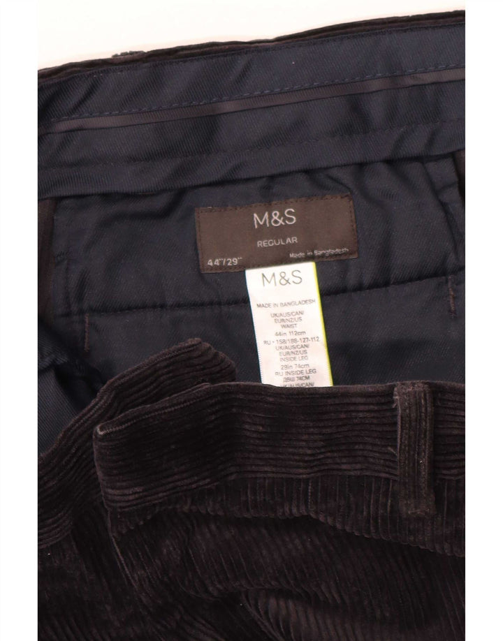 Pantaloni drepti obișnuiți din catifea pentru bărbați Marks & Spencer L44 L29 negri
