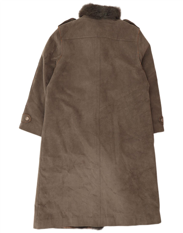 Palton militar din shearling vintage pentru femei UK 12, gri mediu