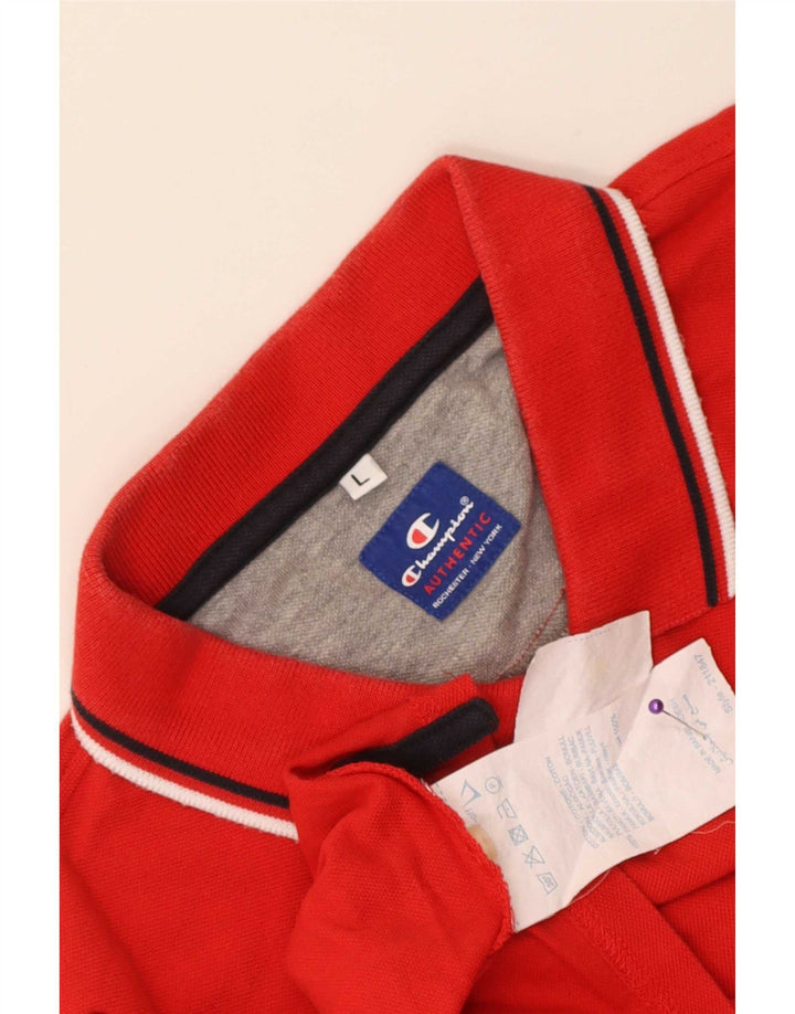 Tricou polo Champion pentru bărbați, bumbac cu dungi roșii mari