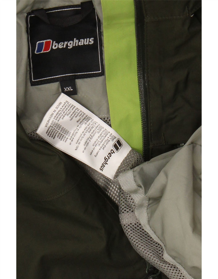 BERGHAUS Jachetă de ploaie cu glugă pentru bărbați UK 44 2XL Kaki Nylon