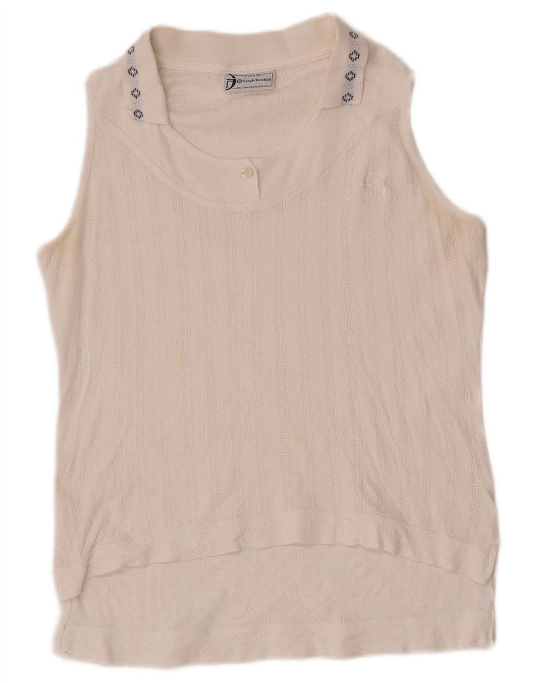 Sergio Tacchini Tricou polo fără mâneci pentru femei EU 38 Medium White Fair Isle