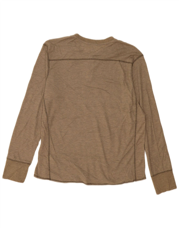 Eddie Bauer Mens Top Long Sleeve Large Beige Polyester